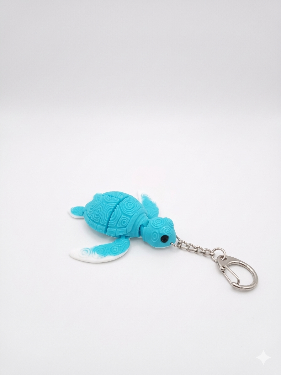 Porte-clé Tortue marine bleu et blanc