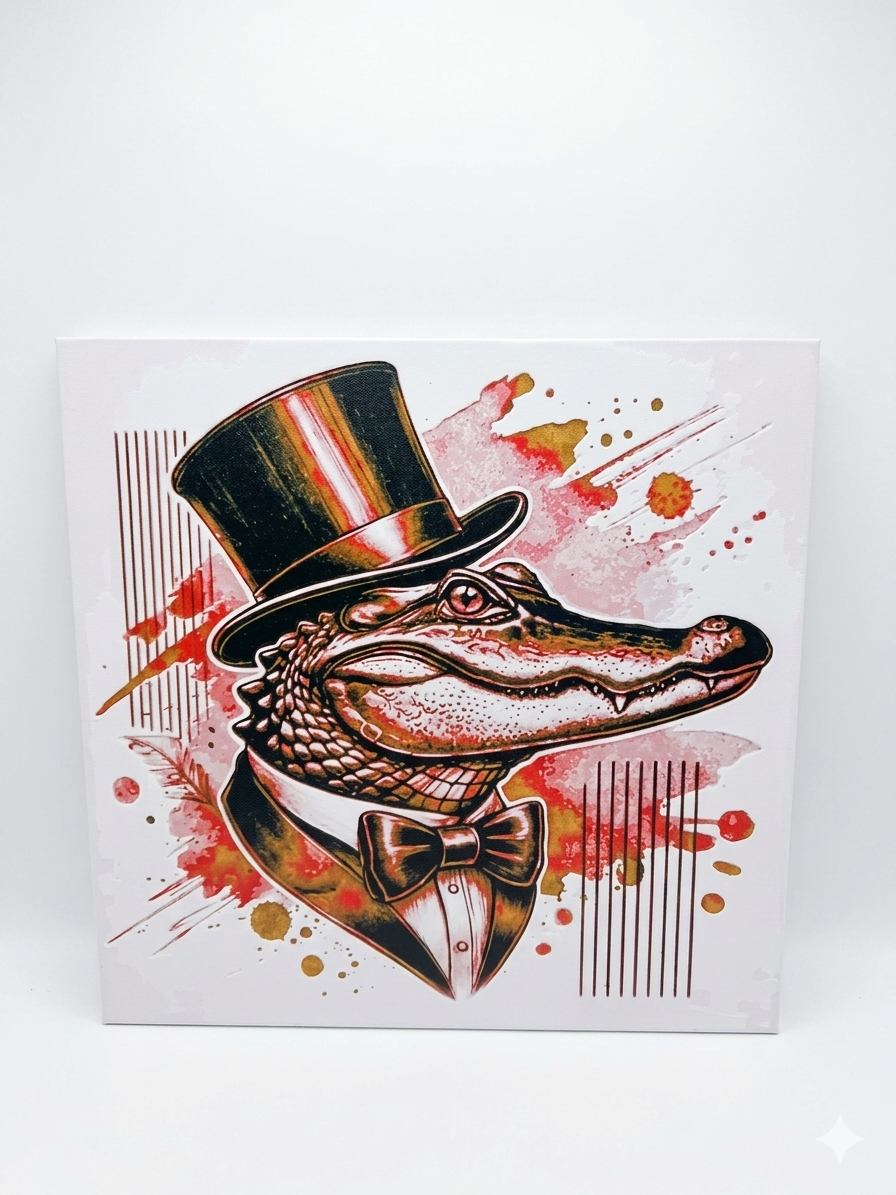 Tableau relief sans cadre - Alligator festif